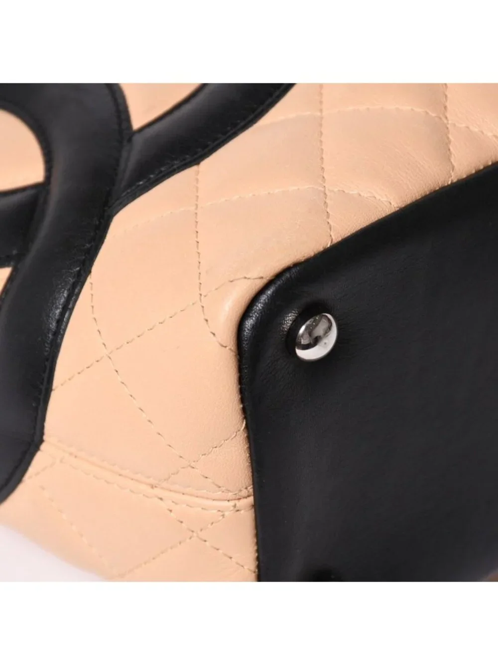 Chanel Canbon Cambon Line Small Tote Bag CC Logo Calfskin Beige